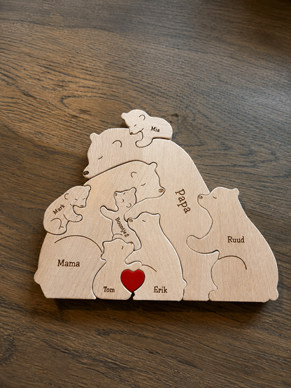 Personalisierbares Holzpuzzle „Bärenfamilie“