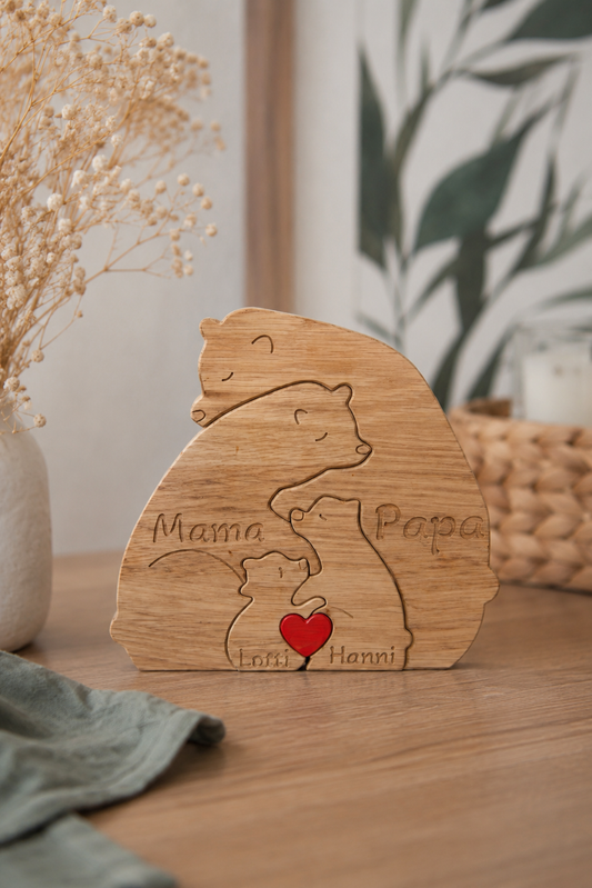 Personalisierbares Holzpuzzle „Bärenfamilie“
