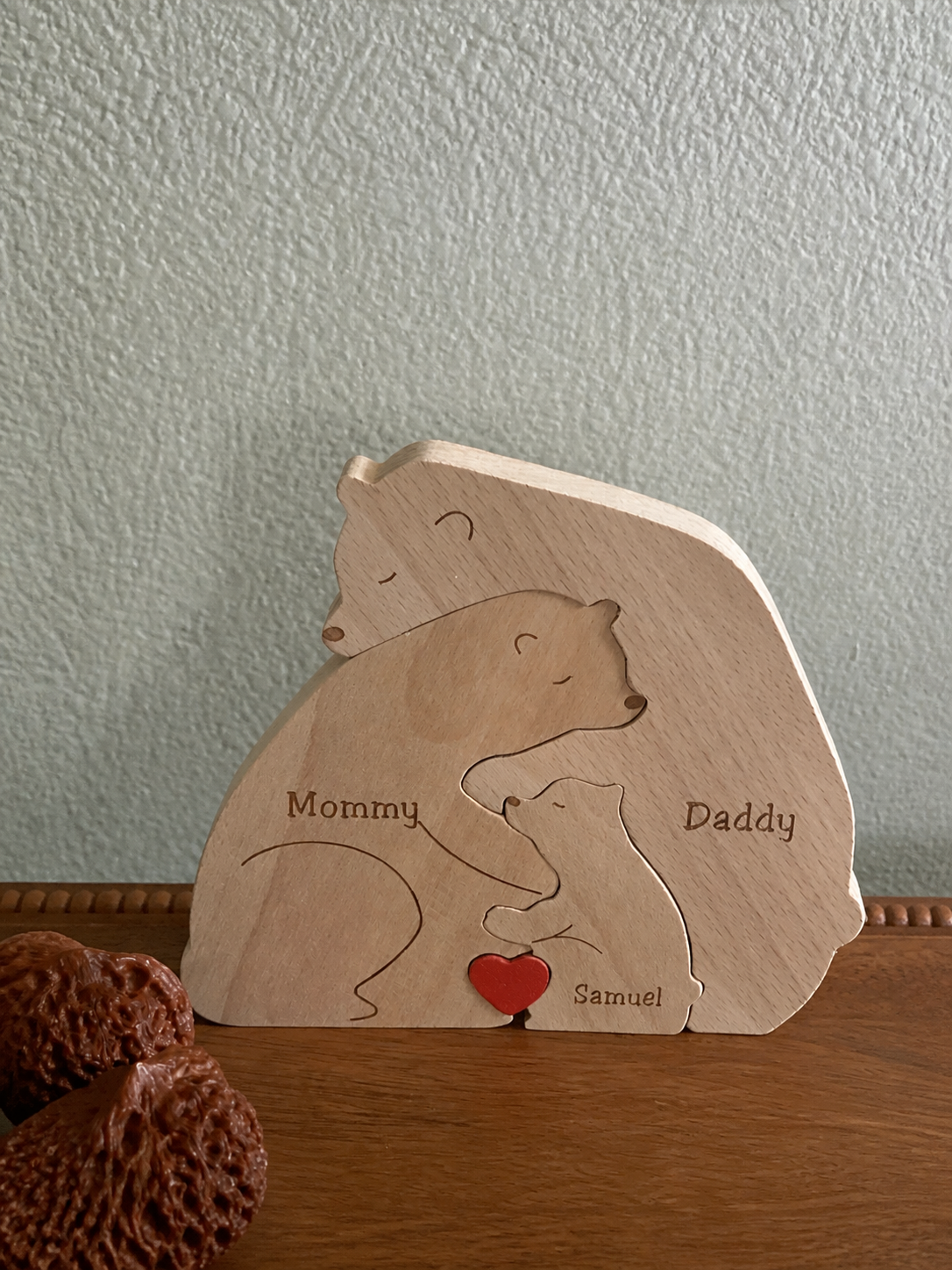Personalisierbares Holzpuzzle „Bärenfamilie“
