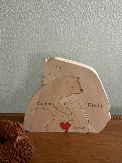 Personalisierbares Holzpuzzle „Bärenfamilie“