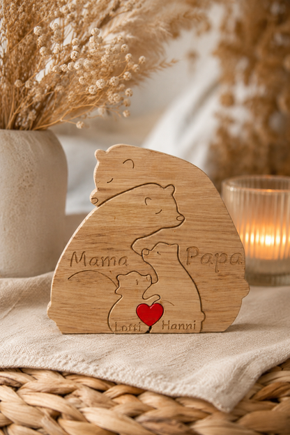 Personalisierbares Holzpuzzle „Bärenfamilie“