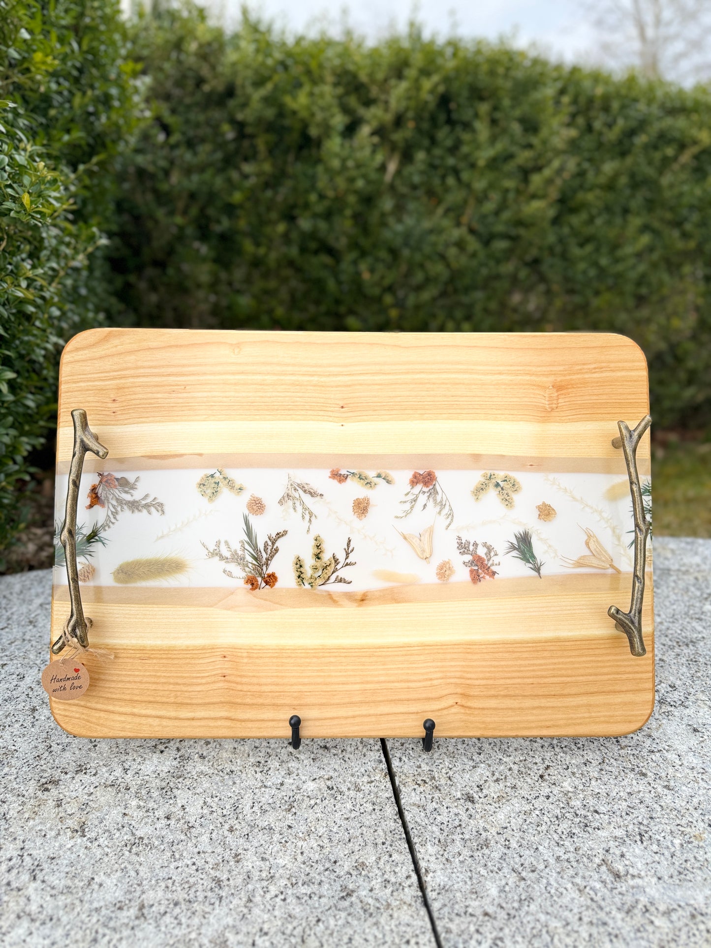 Flower Magic Tray - Serving tray made of wood and epoxy resin 