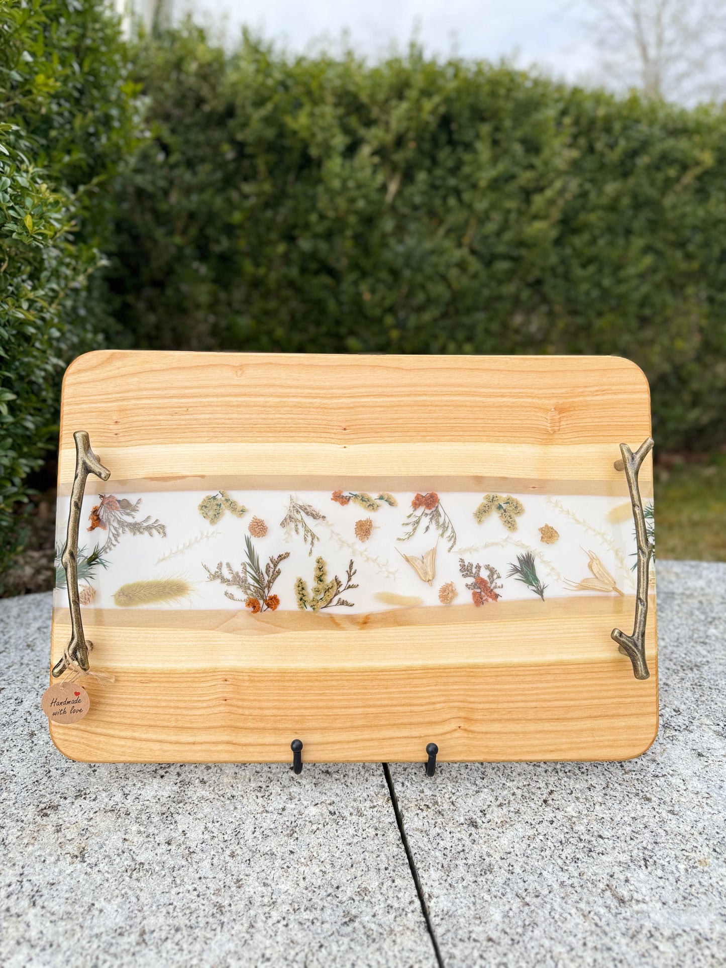 Flower Magic Tray - Serving tray made of wood and epoxy resin 