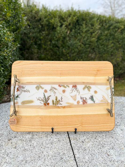 Flower Magic Tray - Serving tray made of wood and epoxy resin 
