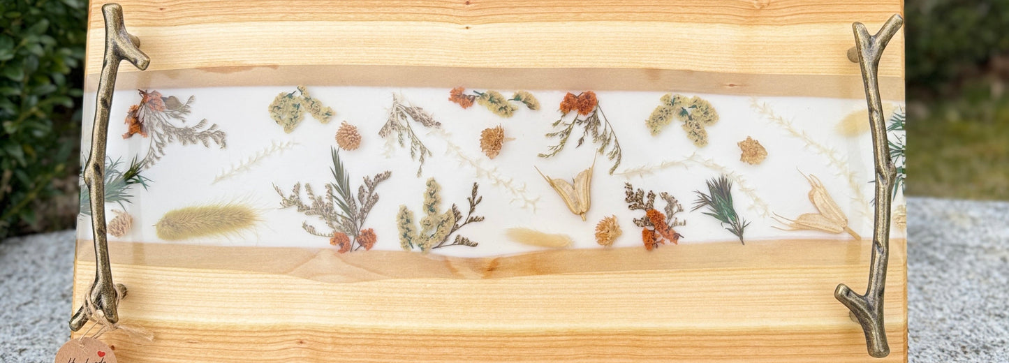 Flower Magic Tray - Serving tray made of wood and epoxy resin 