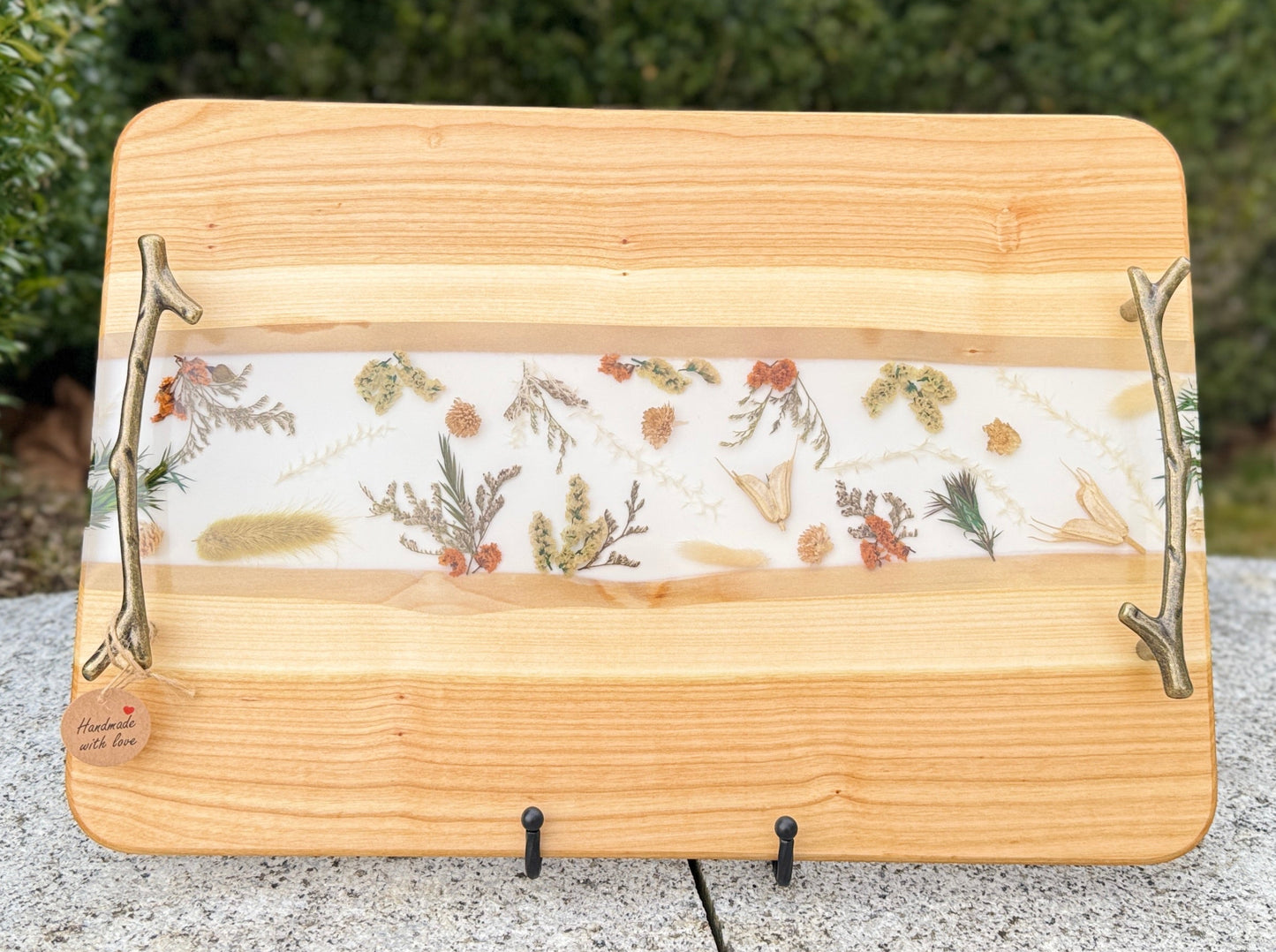 Flower Magic Tray - Serving tray made of wood and epoxy resin 